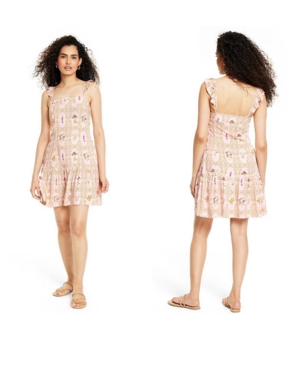 Agua Bendita x Target Medium Pink Floral Sundress with Ruffle Straps